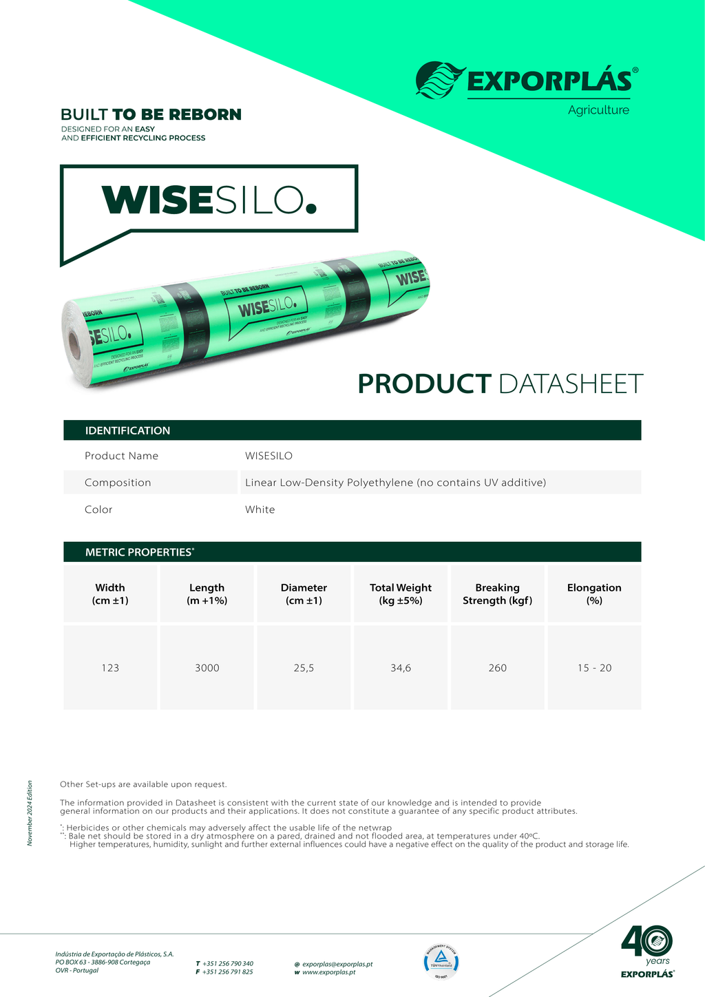 WISESILO. Bale Net Wrap - 123 x 3000